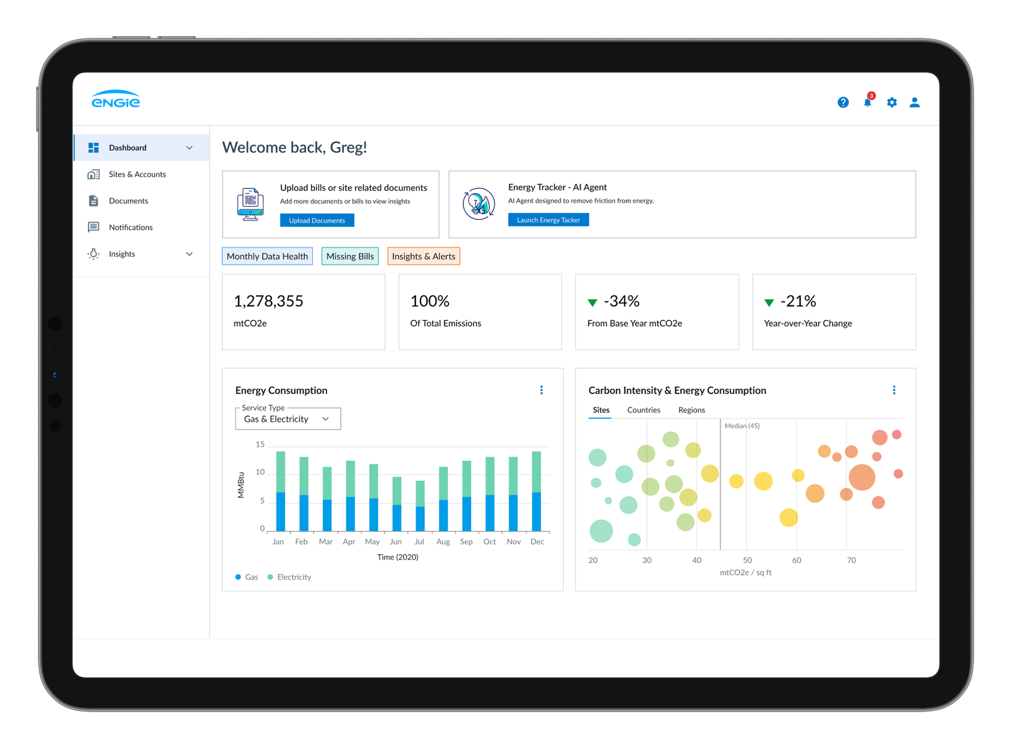 Energy Tracker Dashboard on iPad